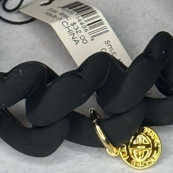 Marc By Marc Jacobs Black Gold Turnlock Rubber Chubby Link Stretch bracelet - Picture 5 of 5